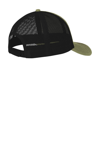 Rear View of OvDrbGn/Bk Port Authority Snapback Trucker Cap. C402 plain