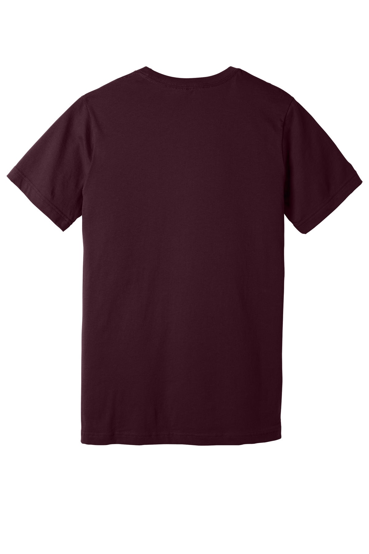 Rear View of Oxblood Black BELLA+CANVAS Unisex Jersey Short Sleeve Tee. BC3001 plain