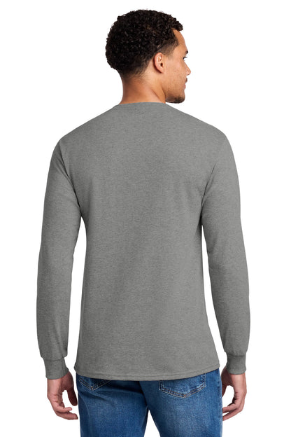 Rear View of Oxford Jerzees - Dri-Power 50/50 Cotton/Poly Long Sleeve T-Shirt. 29LS plain