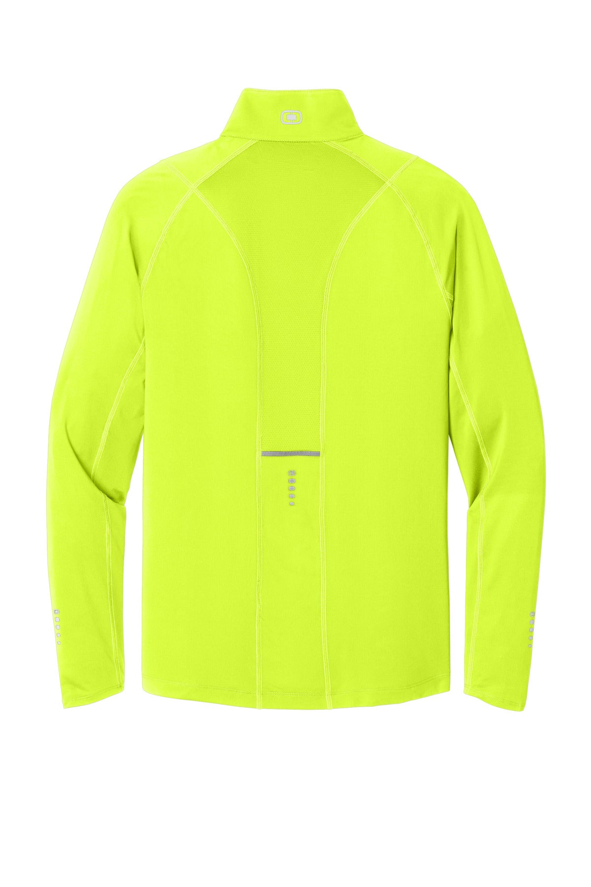 Rear View of Pace Yellow OGIO Nexus 1/4-Zip Pullover. OE335 plain