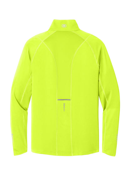 Rear View of Pace Yellow OGIO Nexus 1/4-Zip Pullover. OE335 plain