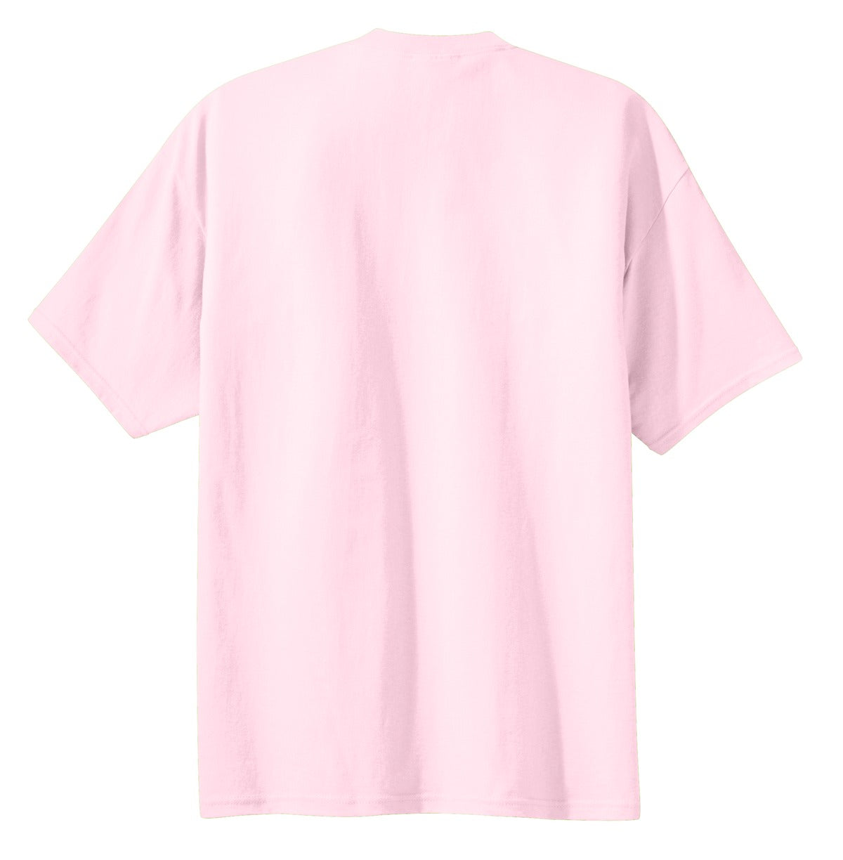 Rear View of Pale Pink Port & Co Essential Tee. PC61 plain