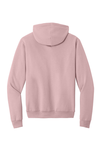 Rear View of PaleBlush Port & Co Core Fleece Pullover Hooded Sweatshirt. PC78H plain