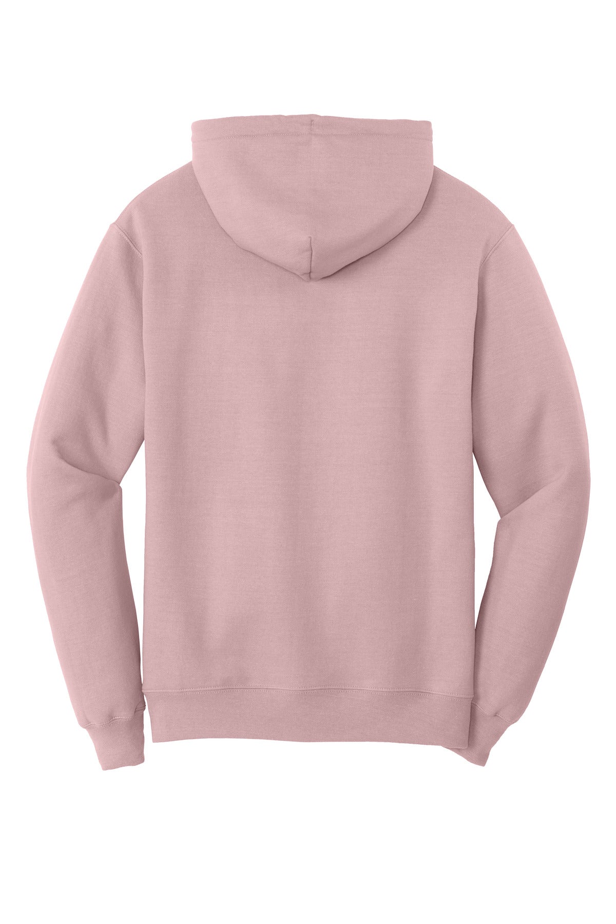 Rear View of PaleBlush Port & Co Core Fleece Pullover Hooded Sweatshirt. PC78H
