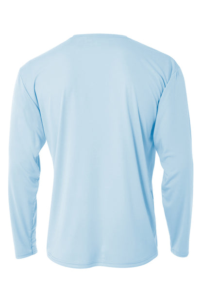 Rear View of PastelBlue A4 Cooling Performance Long Sleeve Tee A4N3165 plain