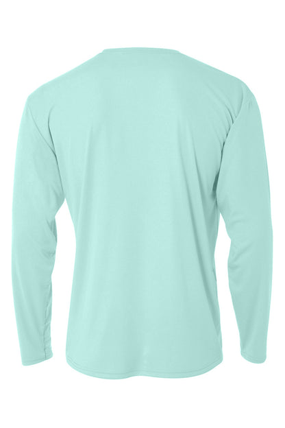 Rear View of PastelMint A4 Cooling Performance Long Sleeve Tee A4N3165 plain