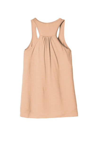 Rear View of Peach Slub BELLA+CANVAS Women's Flowy Racerback Tank. BC8800 plain