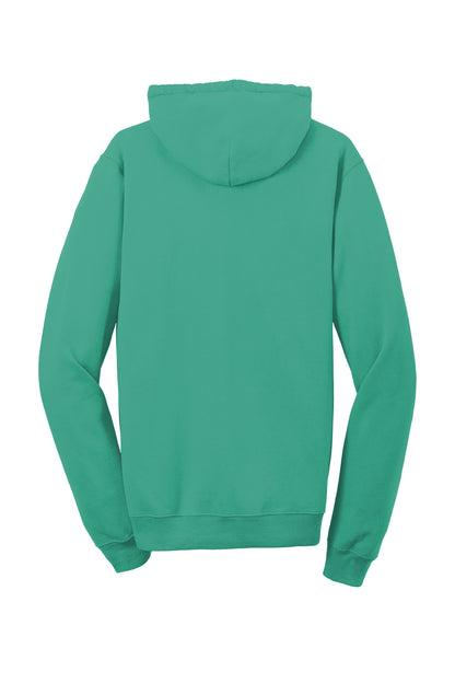 Rear View of Peacock Port & Co Beach Wash Garment-Dyed Pullover Hooded Sweatshirt. PC098H plain