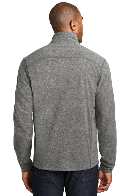 Rear View of Pearl Grey Hea Port Authority Heather Microfleece Full-Zip Jacket. F235 plain