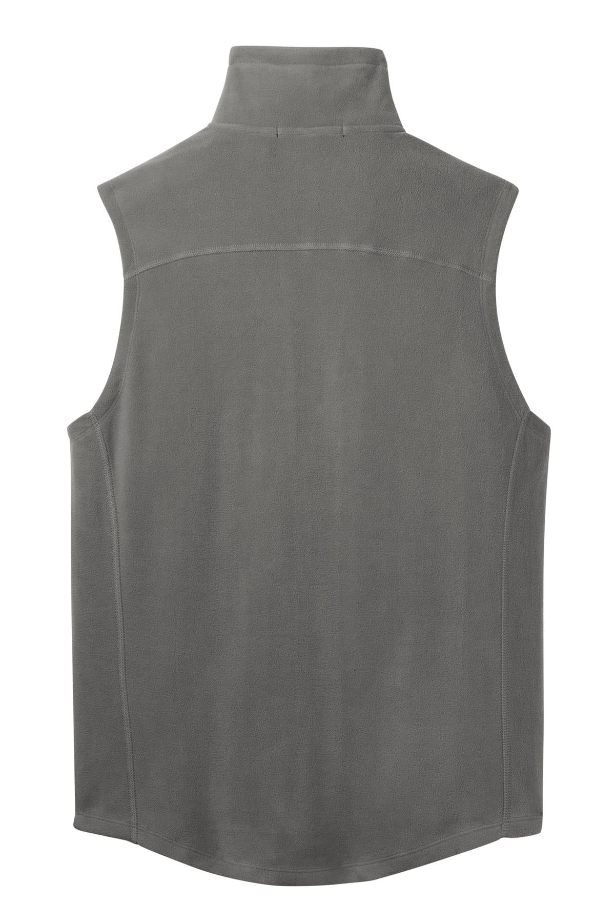 Rear View of Pearl Grey Port Authority Microfleece Vest. F226 plain