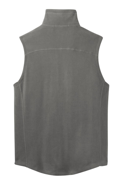 Rear View of Pearl Grey Port Authority Microfleece Vest. F226 plain