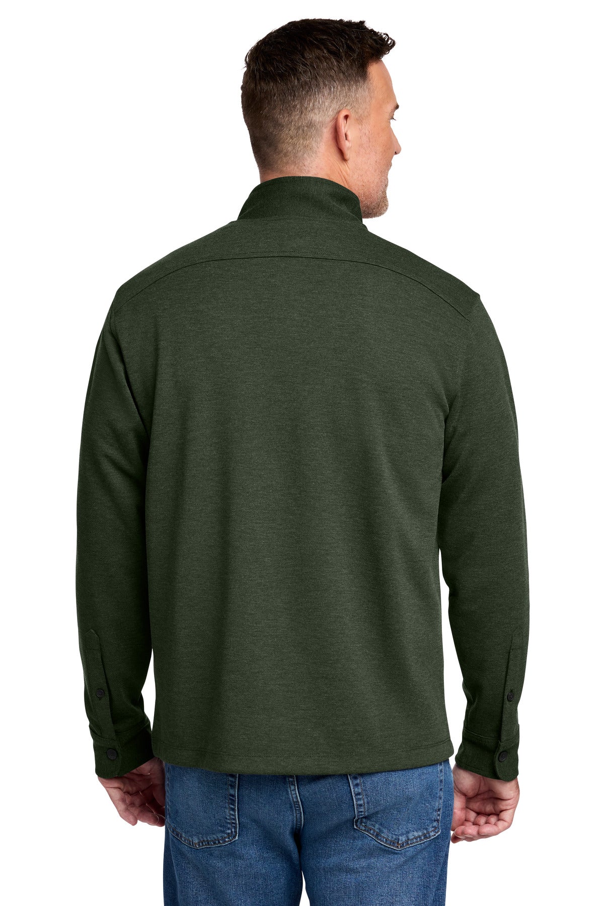 Rear View of PineHthr Brooks Brothers Mid-Layer Stretch 1/2-Button BB18202 plain