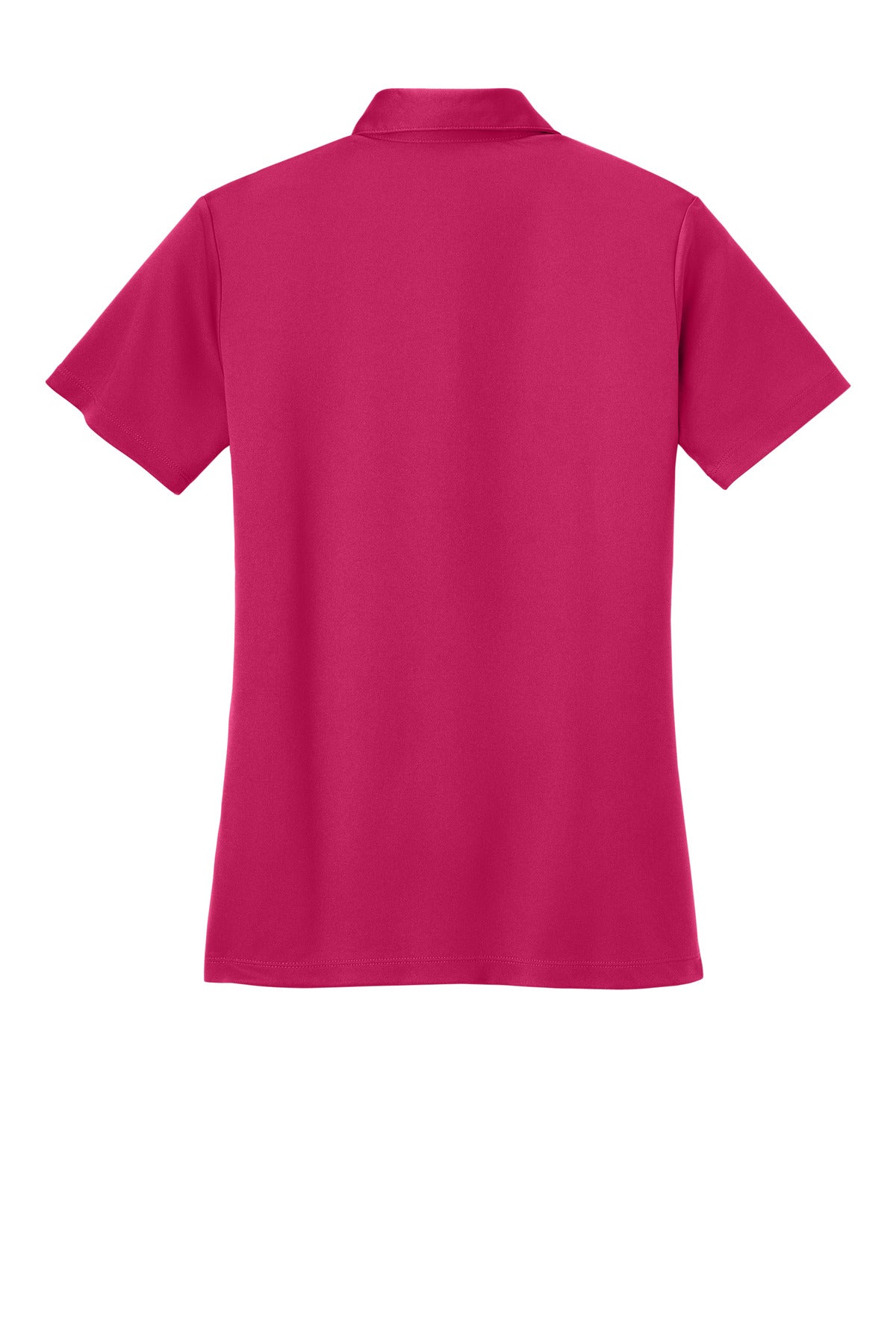 Rear View of Pink Raspberry Port Authority Women's Silk Touch Performance Polo. L540 plain
