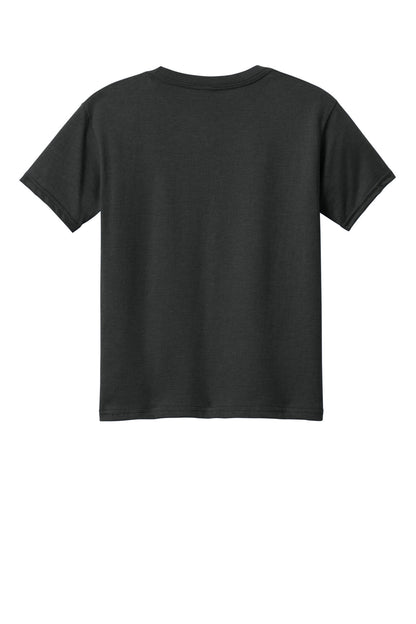 Rear View of PitchBlMst Gildan Youth Softstyle CVC Tee 64000BCVC plain