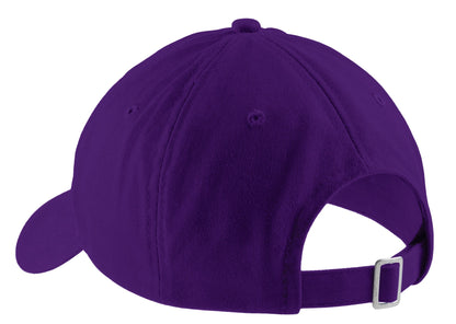 Rear View of Purple Port Authority Brushed Twill Low Profile Cap. CP77 plain