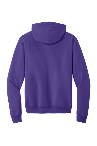 Rear View of Purple Port & Co Core Fleece Pullover Hooded Sweatshirt. PC78H plain