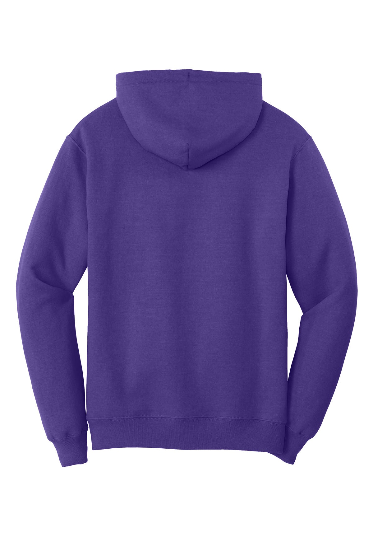Rear View of Purple Port & Co Core Fleece Pullover Hooded Sweatshirt. PC78H