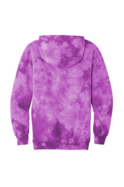 Rear View of Purple Port & Co Crystal Tie-Dye Pullover Hoodie PC144 plain