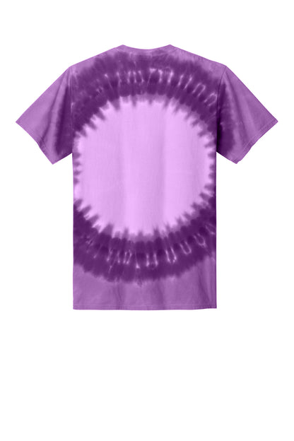 Rear View of Purple Port & Co Window Tie-Dye Tee. PC149 plain