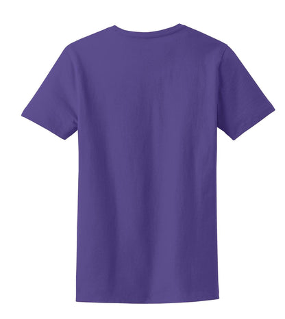 Rear View of Purple Port & Co Women's Essential Tee. LPC61 plain