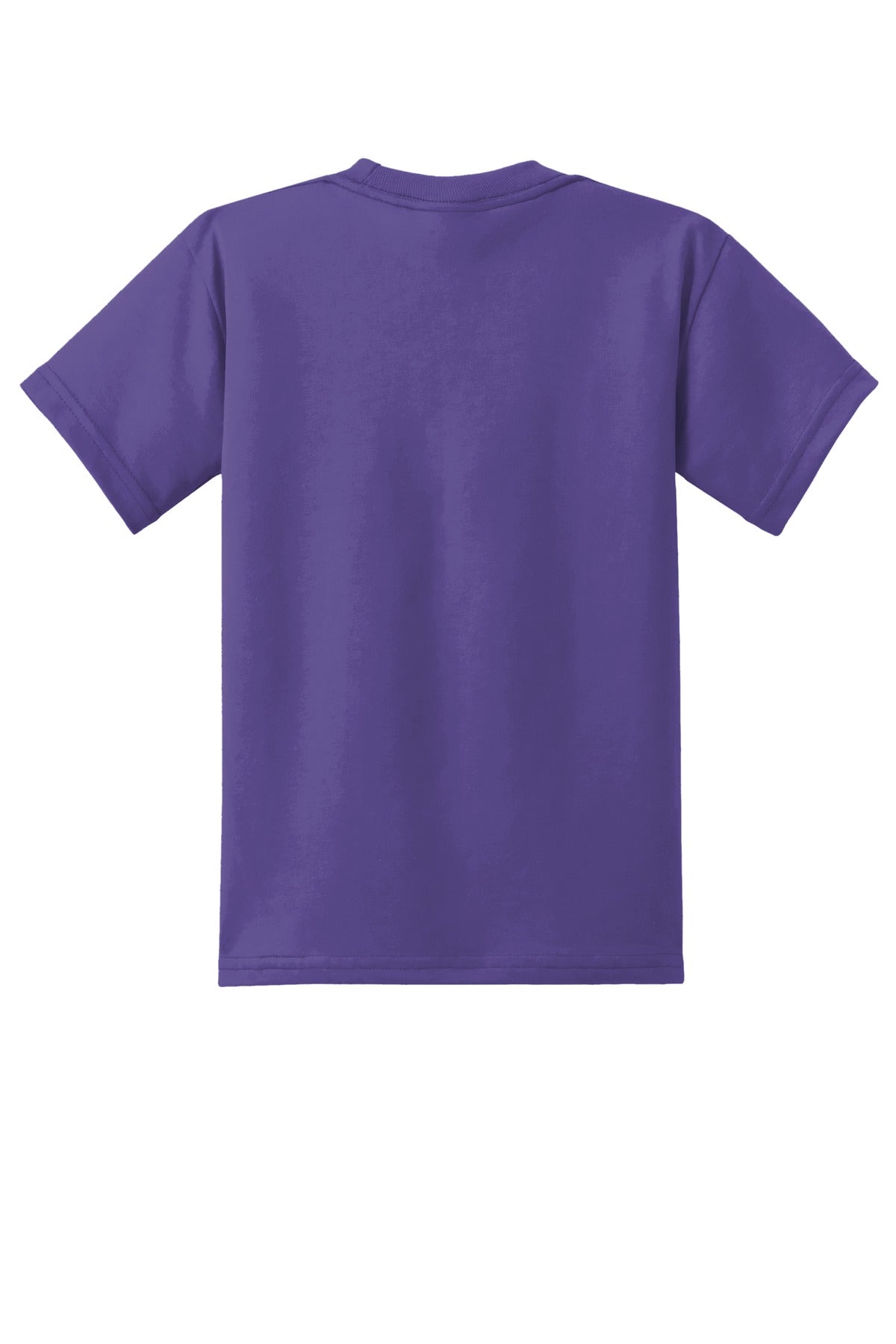 Rear View of Purple Port & Co Youth Core Blend Tee. PC55Y plain