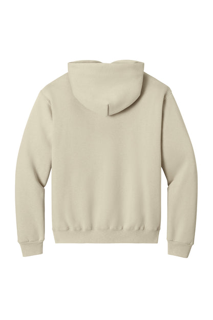 Rear View of Putty Jerzees Rugged Unisex Hooded Sweatshirt H12M plain