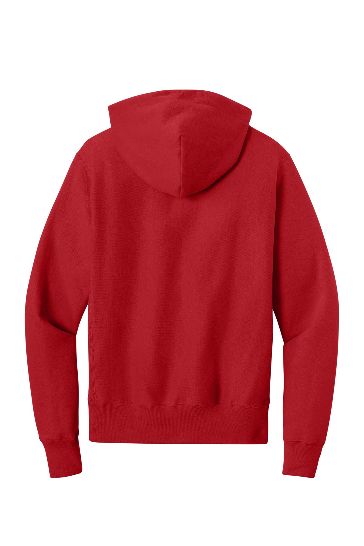 Rear View of Red Champion Reverse Weave Hooded Sweatshirt S101 plain