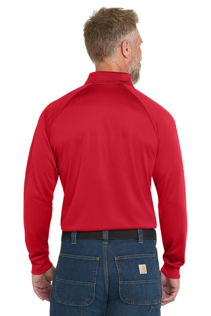 Rear View of Red CornerStone - Select Long Sleeve Snag-Proof Tactical Polo. CS410LS plain