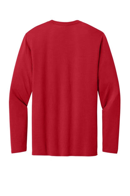 Rear View of Red Gildan Performance Long Sleeve T-Shirt. 42400 plain