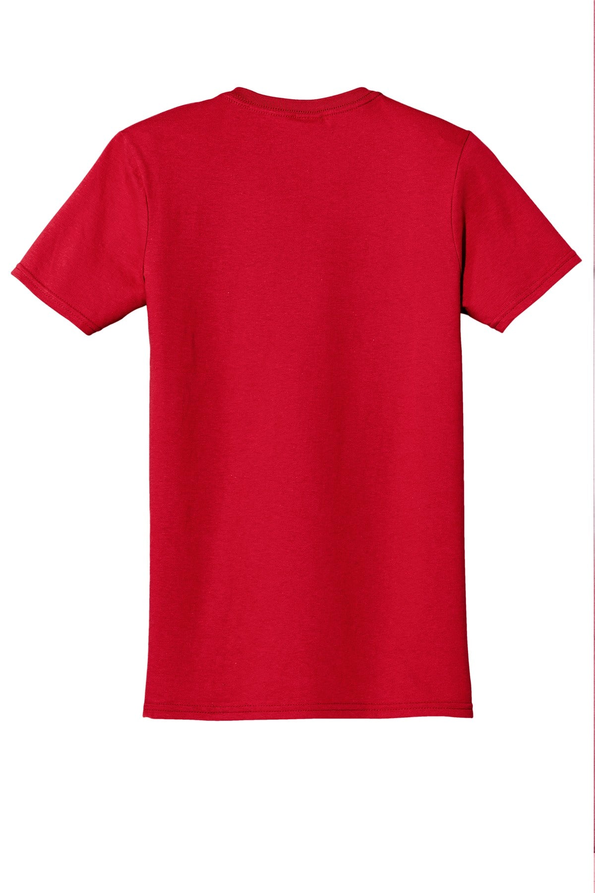 Rear View of Red Gildan Softstyle T-Shirt. 64000 plain