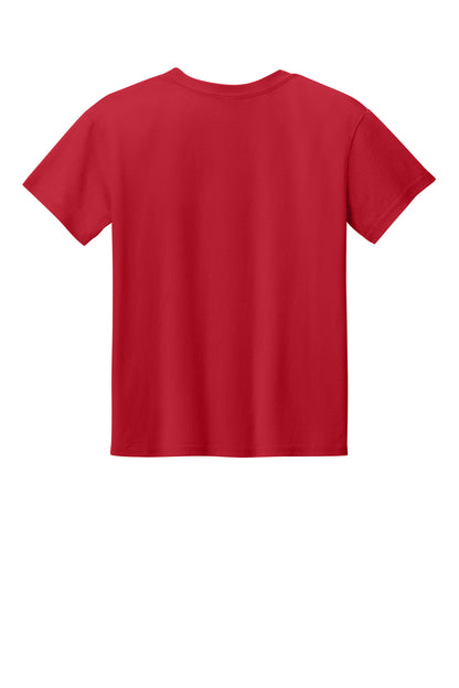 Rear View of Red Gildan Youth Light Cotton Tee 3000B plain