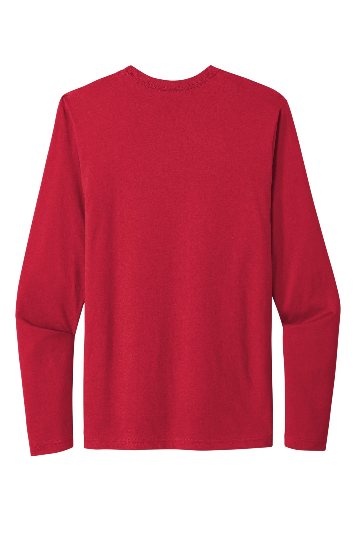 Rear View of Red Next Level Apparel Cotton Long Sleeve Tee. NL3601 plain