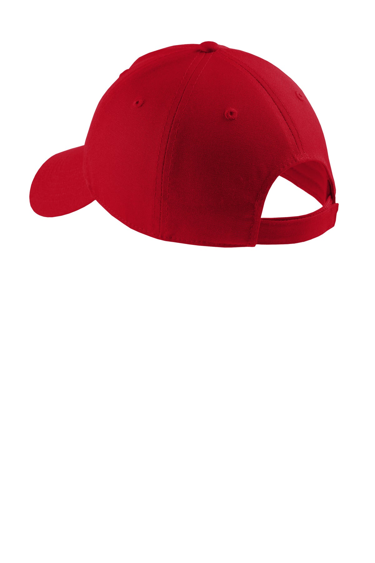Rear View of Red Port Authority Soft Brushed Canvas Cap. CP96 plain