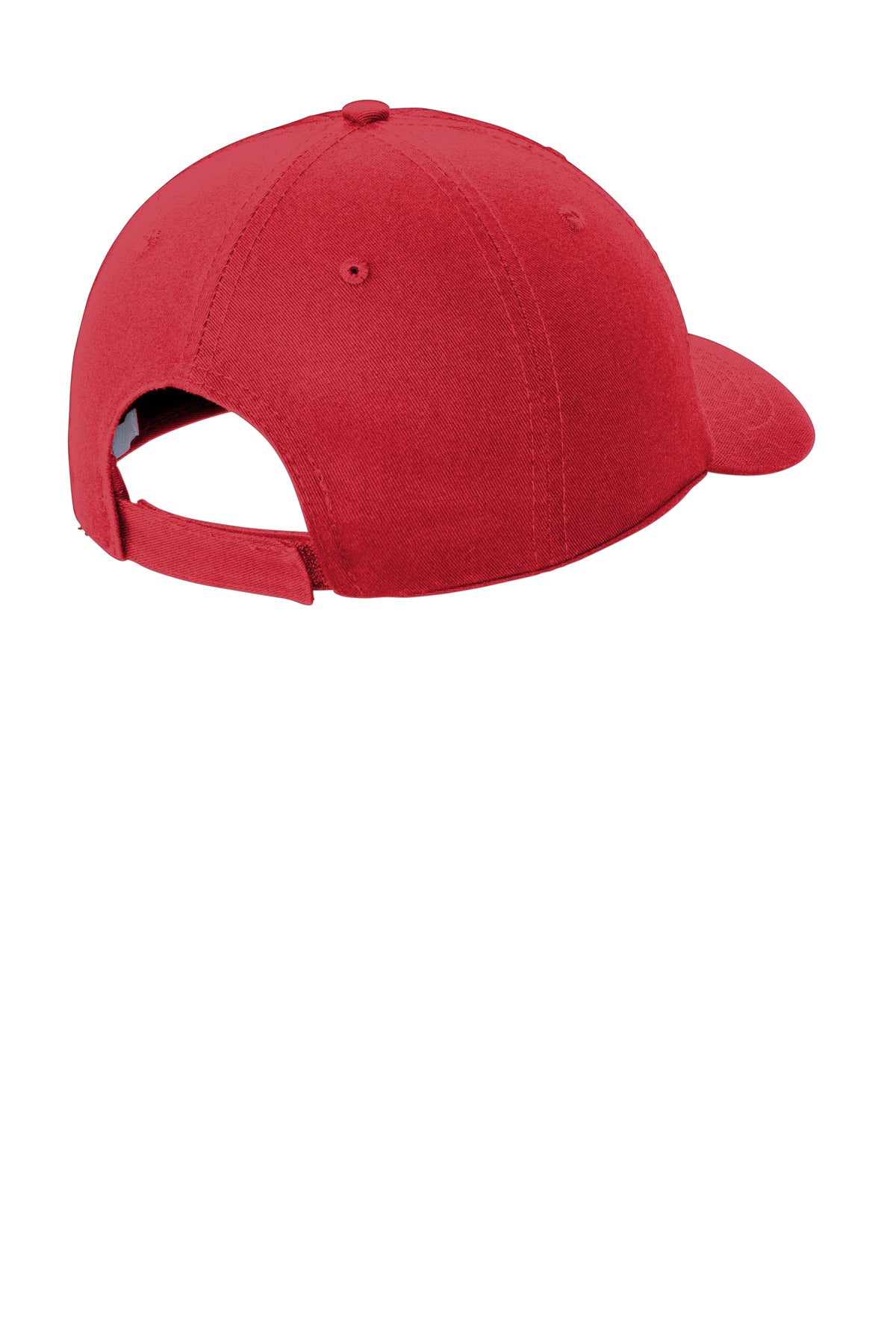 Rear View of Red Port Authority Washed Twill Cap. CP78 plain