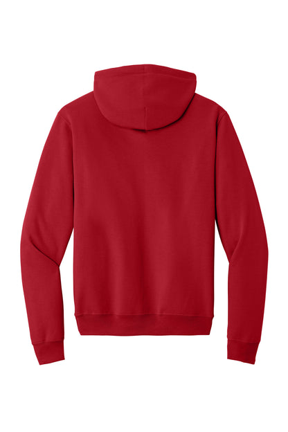 Rear View of Red Port & Co Core Fleece Pullover Hooded Sweatshirt. PC78H plain