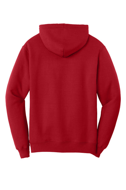 Rear View of Red Port & Co Core Fleece Pullover Hooded Sweatshirt. PC78H