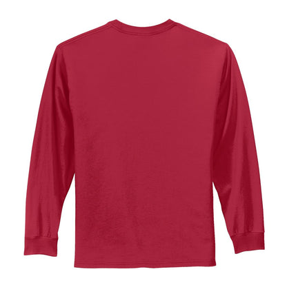 Rear View of Red Port & Co Long Sleeve Essential Tee. PC61LS plain