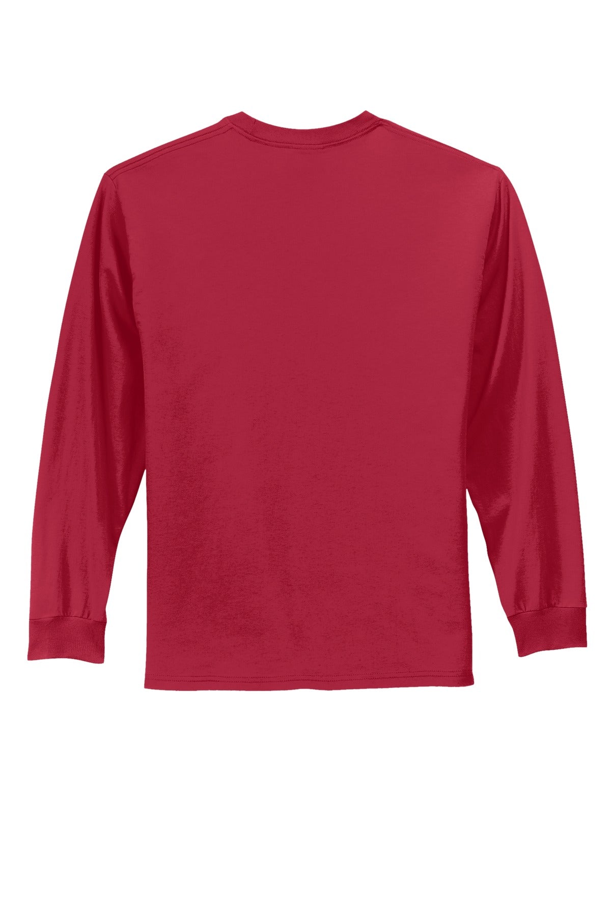 Rear View of Red Port & Co Long Sleeve Essential Tee. PC61LS plain