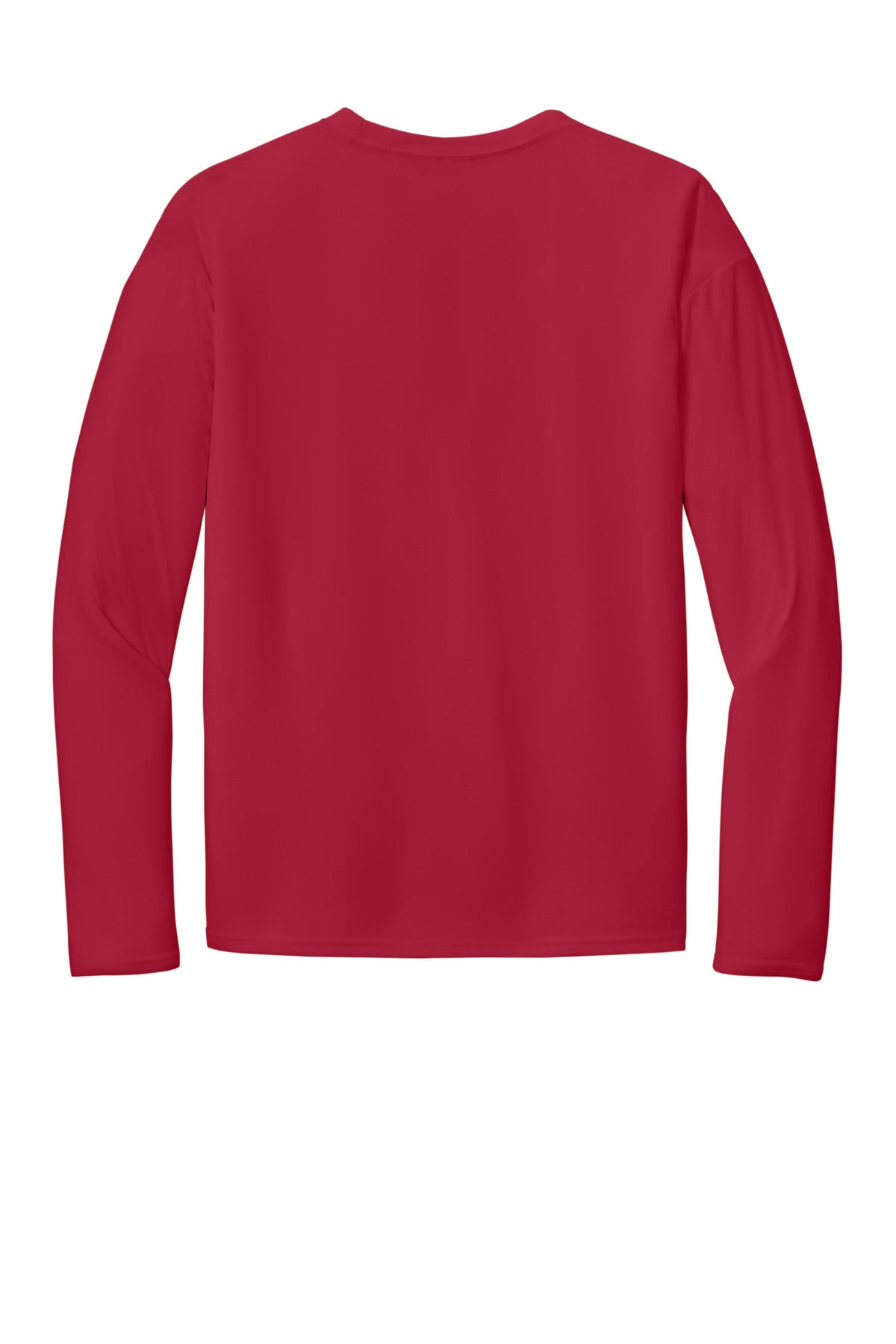 Rear View of Red Port & Co Long Sleeve Performance Tee. PC380LS plain
