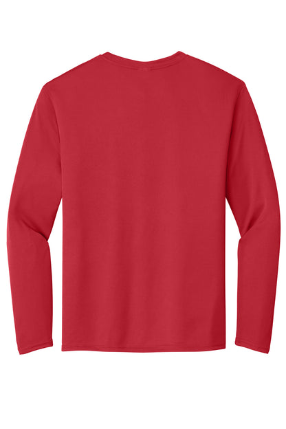 Rear View of Red Port & Co Long Sleeve Performance Tee. PC380LS plain