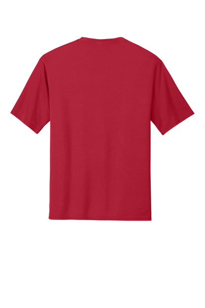 Rear View of Red Port & Co Performance Tee. PC380 plain