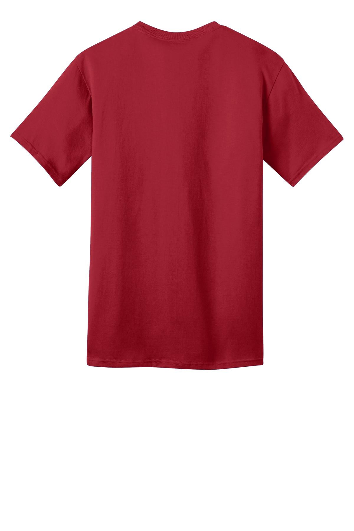 Rear View of Red Port & Co Ring Spun Cotton Tee. PC150 plain