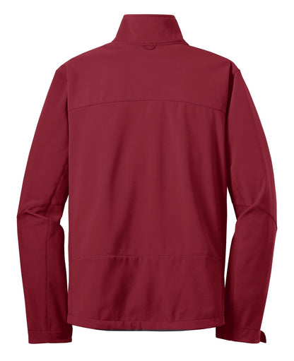 Rear View of Red Rhubarb Eddie Bauer - Soft Shell Jacket. EB530 plain