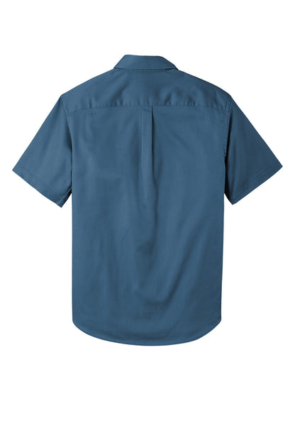 Rear View of RgttaBlue Port Authority Short Sleeve SuperPro React Twill Shirt. W809 plain