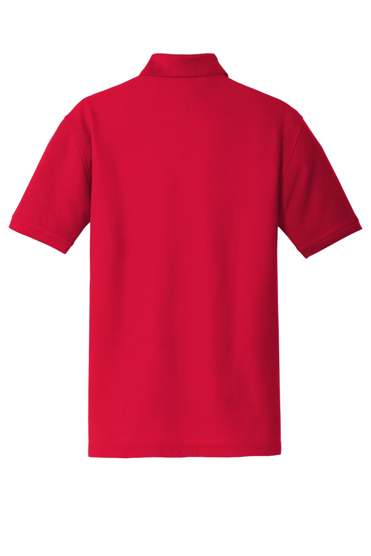 Rear View of Rich Red Port Authority Core Classic Pique Polo. K100 plain
