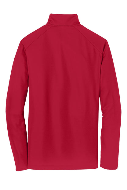 Rear View of Rich Red Port Authority Pinpoint Mesh 1/2-Zip. K806 plain