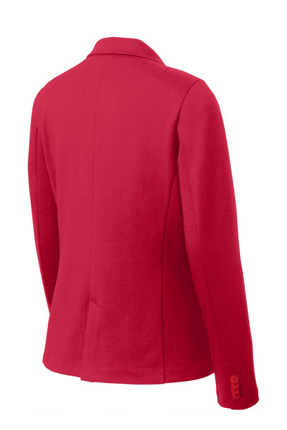 Rear View of Rich Red Port Authority Women's Knit Blazer. LM2000 plain