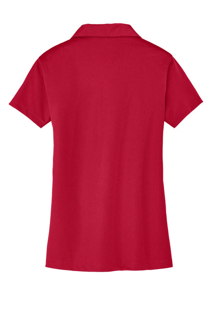Rear View of Rich Red Port Authority Women's Tech Pique Polo. L527 plain