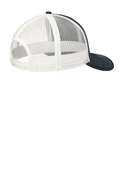 Rear View of RichNavy/W Port Authority Snapback Trucker Cap. C402 plain