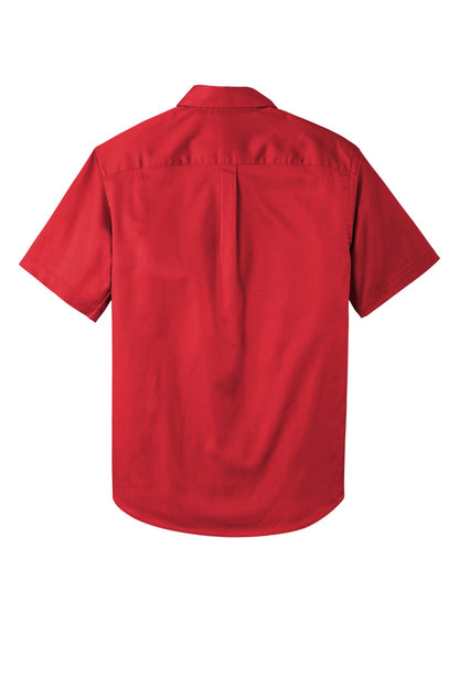 Rear View of RichRed Port Authority Short Sleeve SuperPro React Twill Shirt. W809 plain